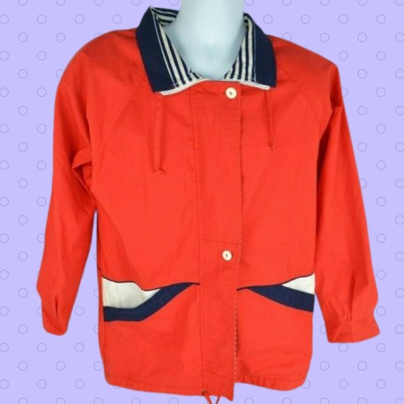 Vtg 1990's New York Girl Jacket, Red/Navy Blue - Full Zip Medium - Picture 1 of 6